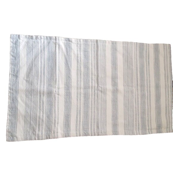 Single Pottery Barn king sham woven blue gray stripe 37"X20" rustic - Picture 1 of 7